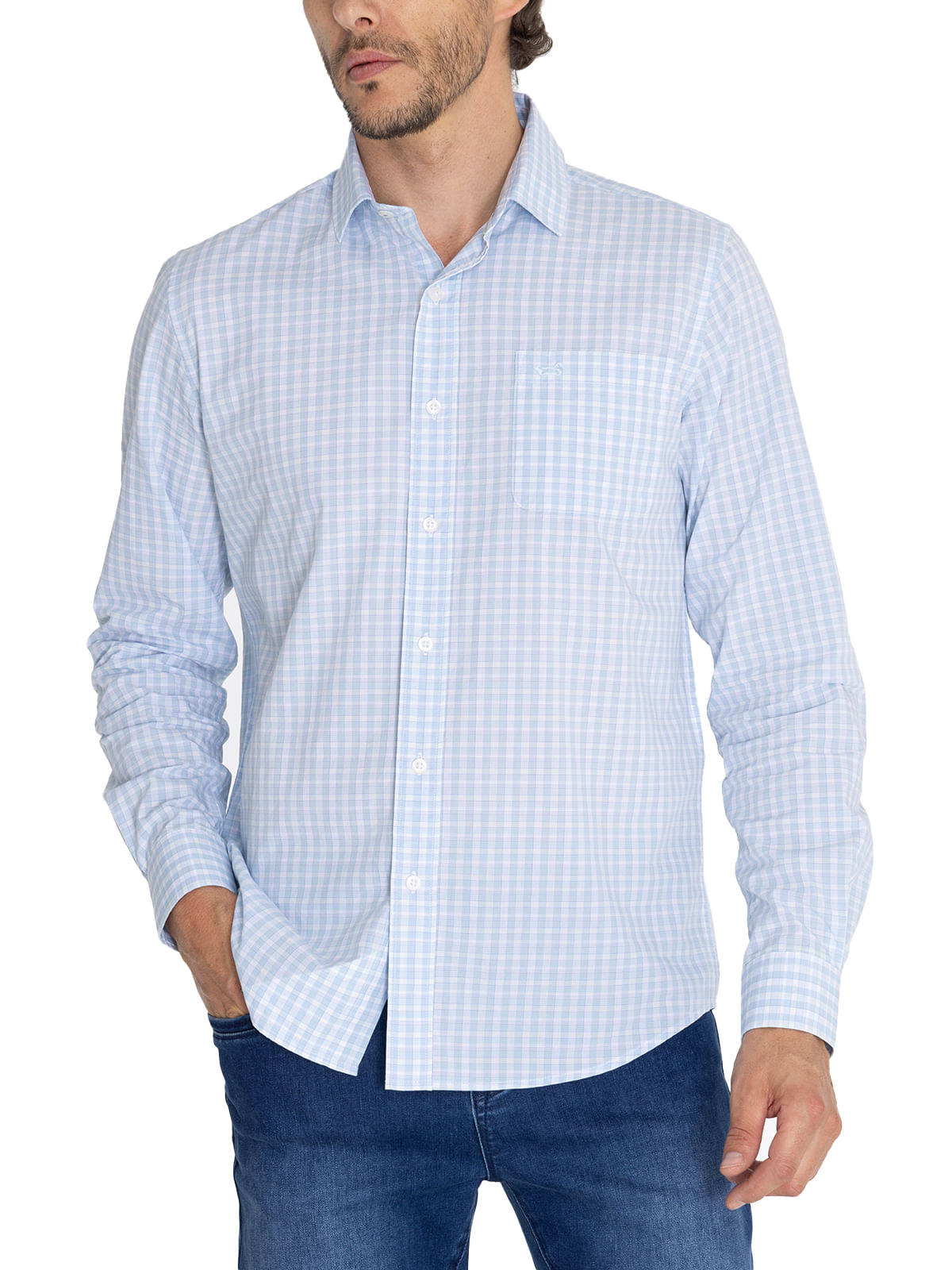 Camisa Algodón Orgánico Hombre Lighter Celeste Rockford