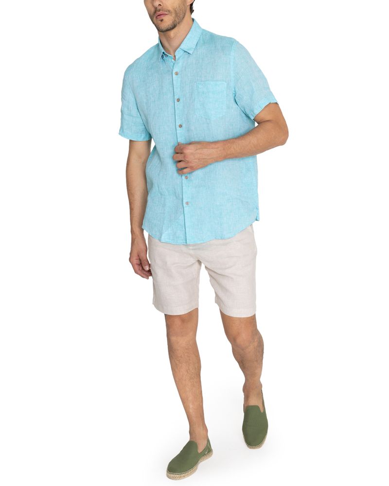 Camisa-Lino-Organico-Hombre-Linenshort-Turquesa-Rockford