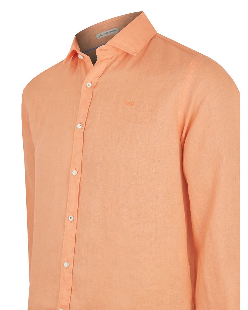 Camisa-Lino-Organico-Hombre-Linensol-Naranjo-Rockford