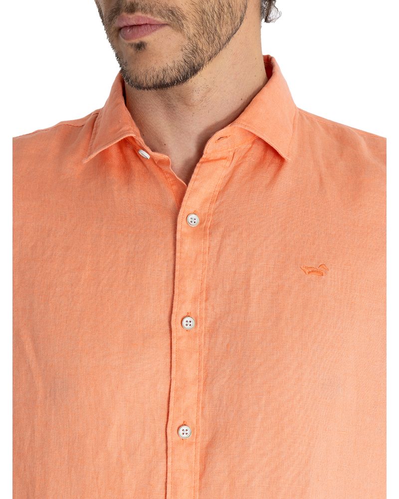 Camisa-Lino-Organico-Hombre-Linensol-Naranjo-Rockford