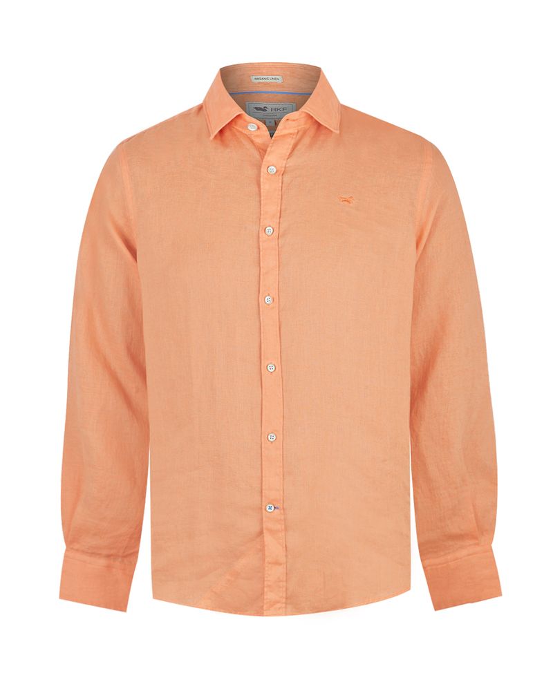 Camisa-Lino-Organico-Hombre-Linensol-Naranjo-Rockford