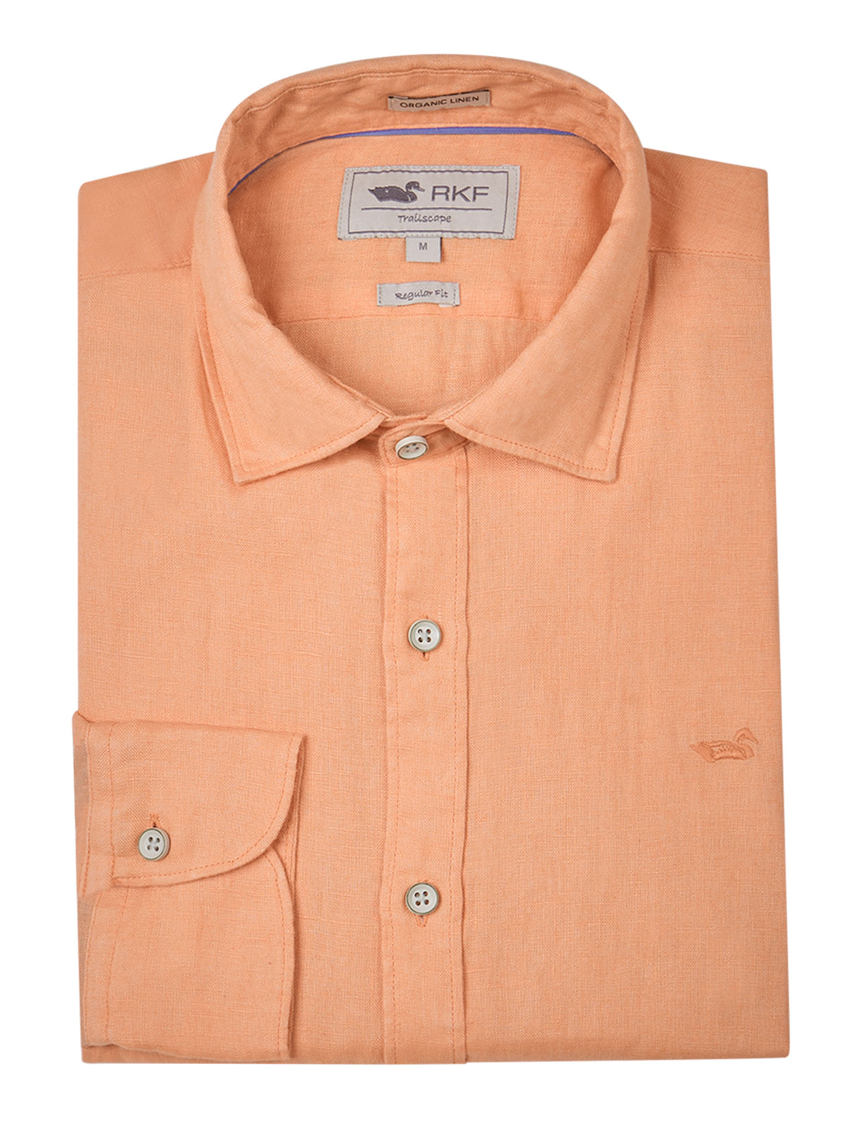 Camisa Lino Orgánico Hombre Linensol Naranjo Rockford