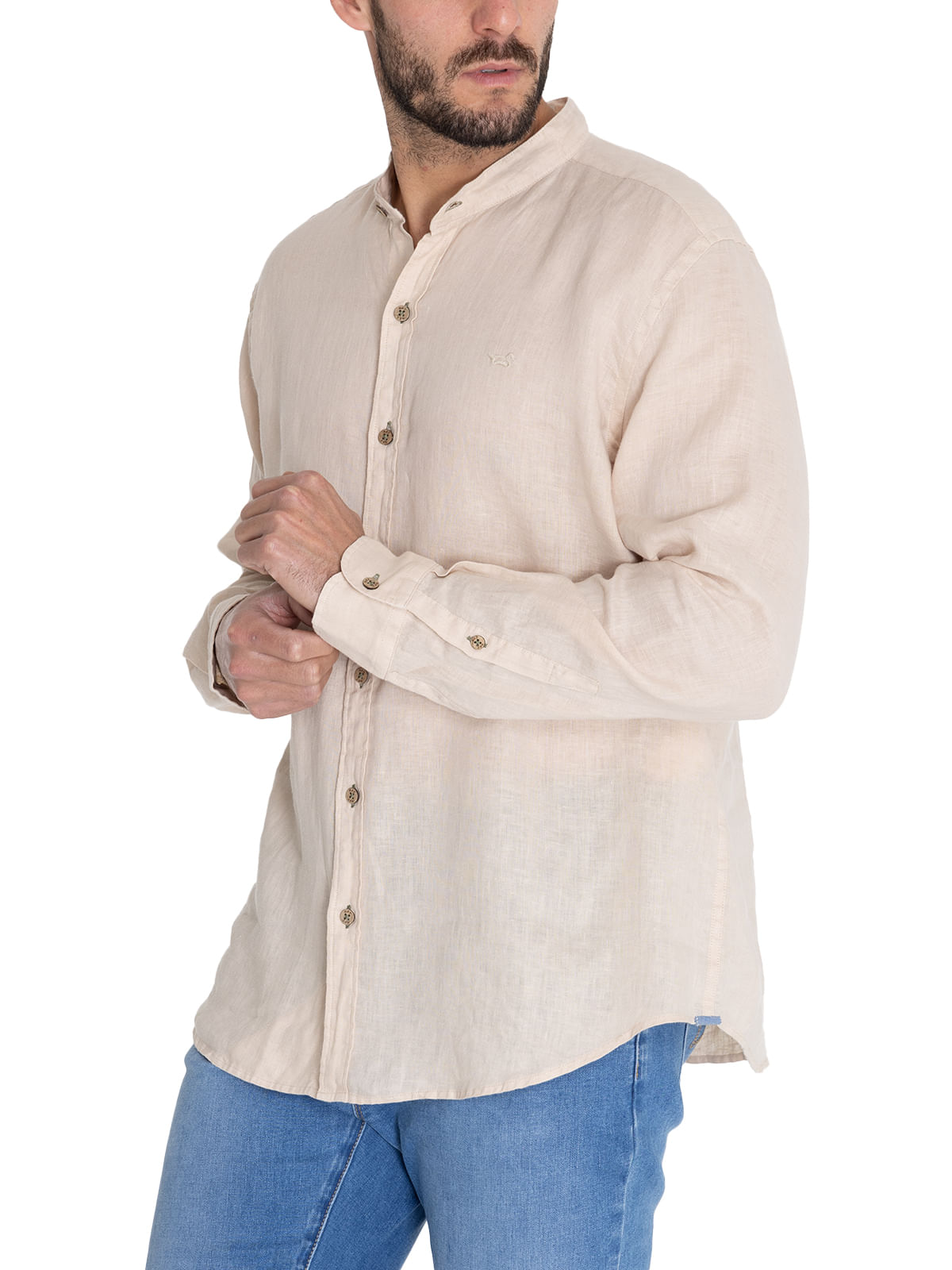 Camisa Lino Orgánico Hombre Linenmao Beige Rockford