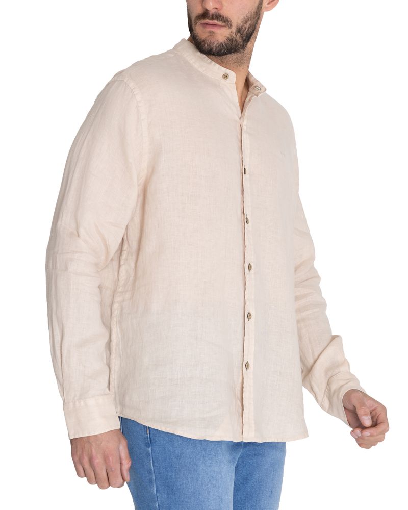 Camisa-Lino-Organico-Hombre-Linenmao-Beige-Rockford