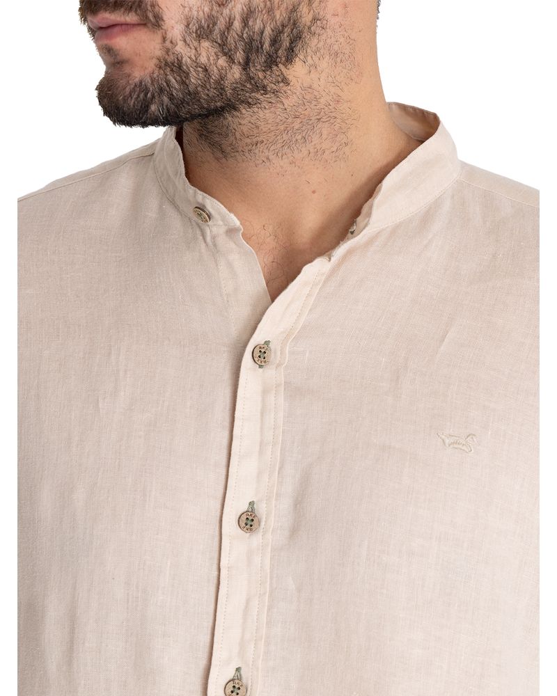Camisa-Lino-Organico-Hombre-Linenmao-Beige-Rockford