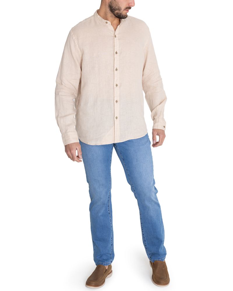 Camisa-Lino-Organico-Hombre-Linenmao-Beige-Rockford