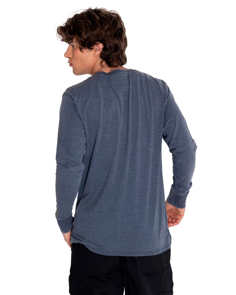 Polera-Manga-larga-Casual-Hombre-BURNOUT-L-S-HENLEY-Azul-CAT