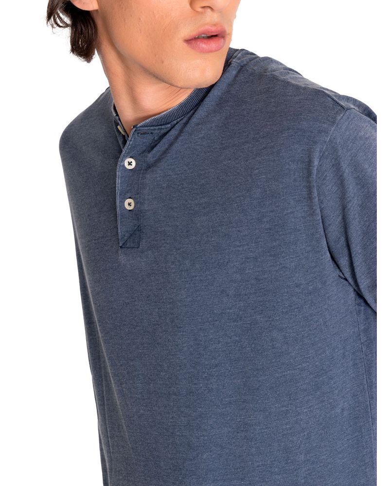 Polera-Manga-larga-Casual-Hombre-BURNOUT-L-S-HENLEY-Azul-CAT