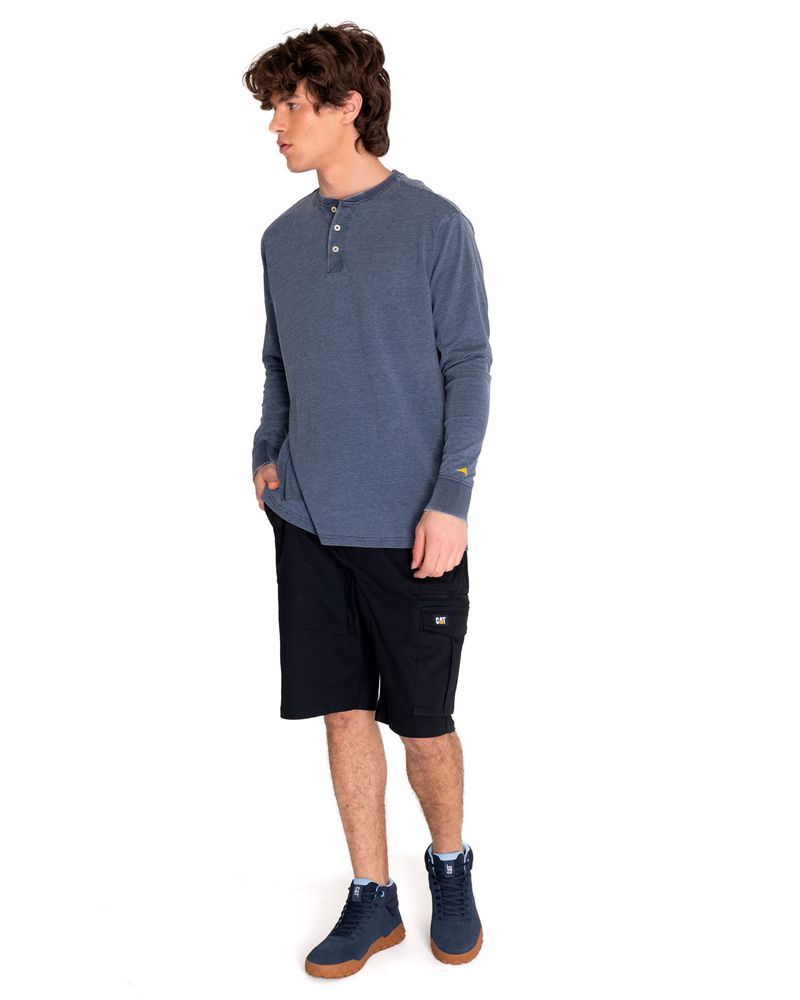 Polera-Manga-larga-Casual-Hombre-BURNOUT-L-S-HENLEY-Azul-CAT