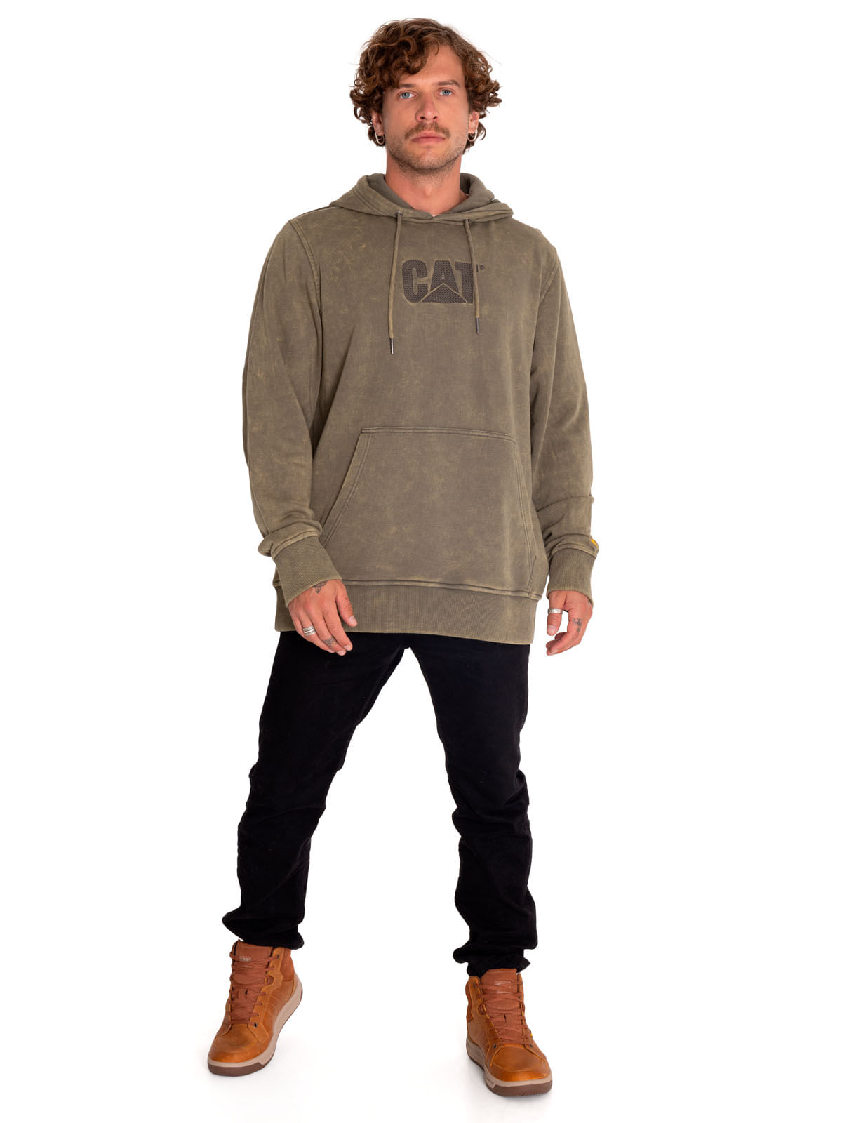 Polerón Casual Hombre HERITAGE UNIFORM EMBROIDERED HOODIE Verde CAT