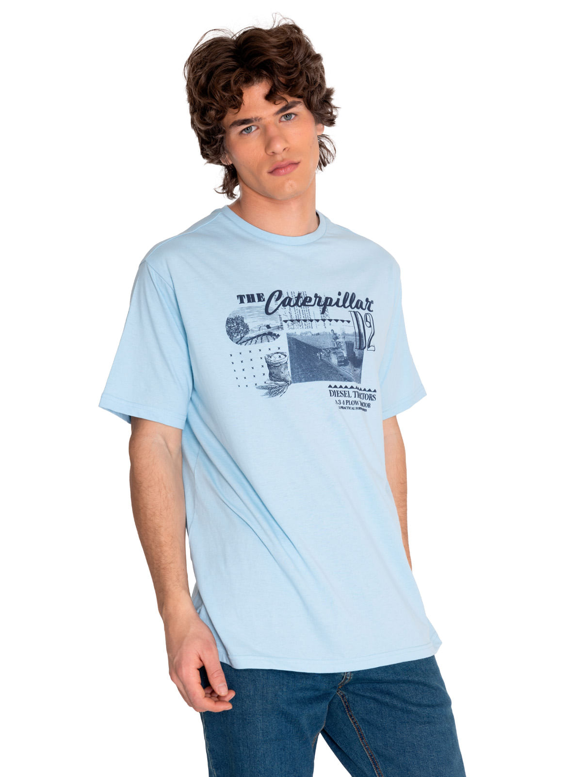 Polera Manga corta Casual Hombre HISTORIC TRADITION GRAPHIC TEE 3 Celeste CAT