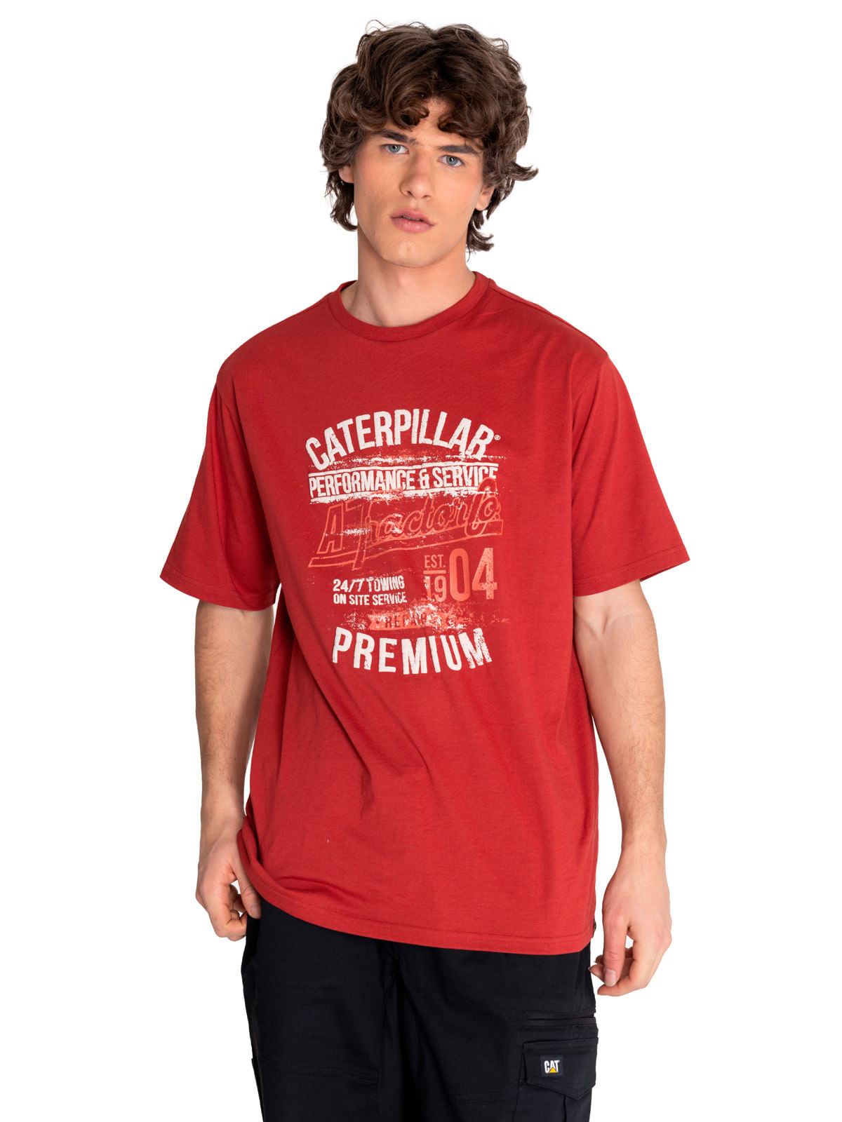 Polera Manga corta Casual Hombre HISTORIC TRADITION GRAPHIC TEE 6 Rojo CAT