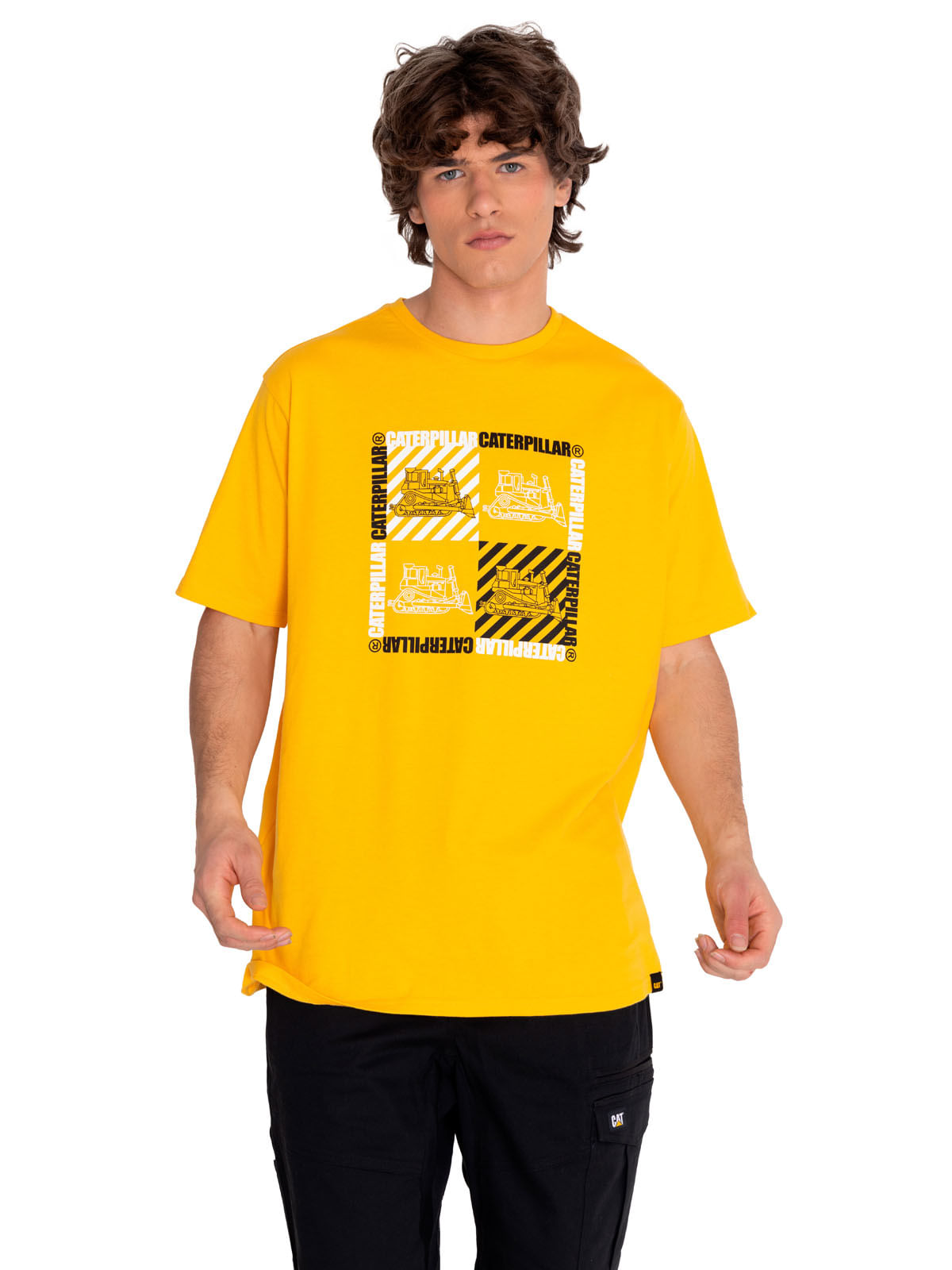 Polera Manga corta Casual Hombre WORKWEAR GRAPHIC TEE 6 Amarillo CAT