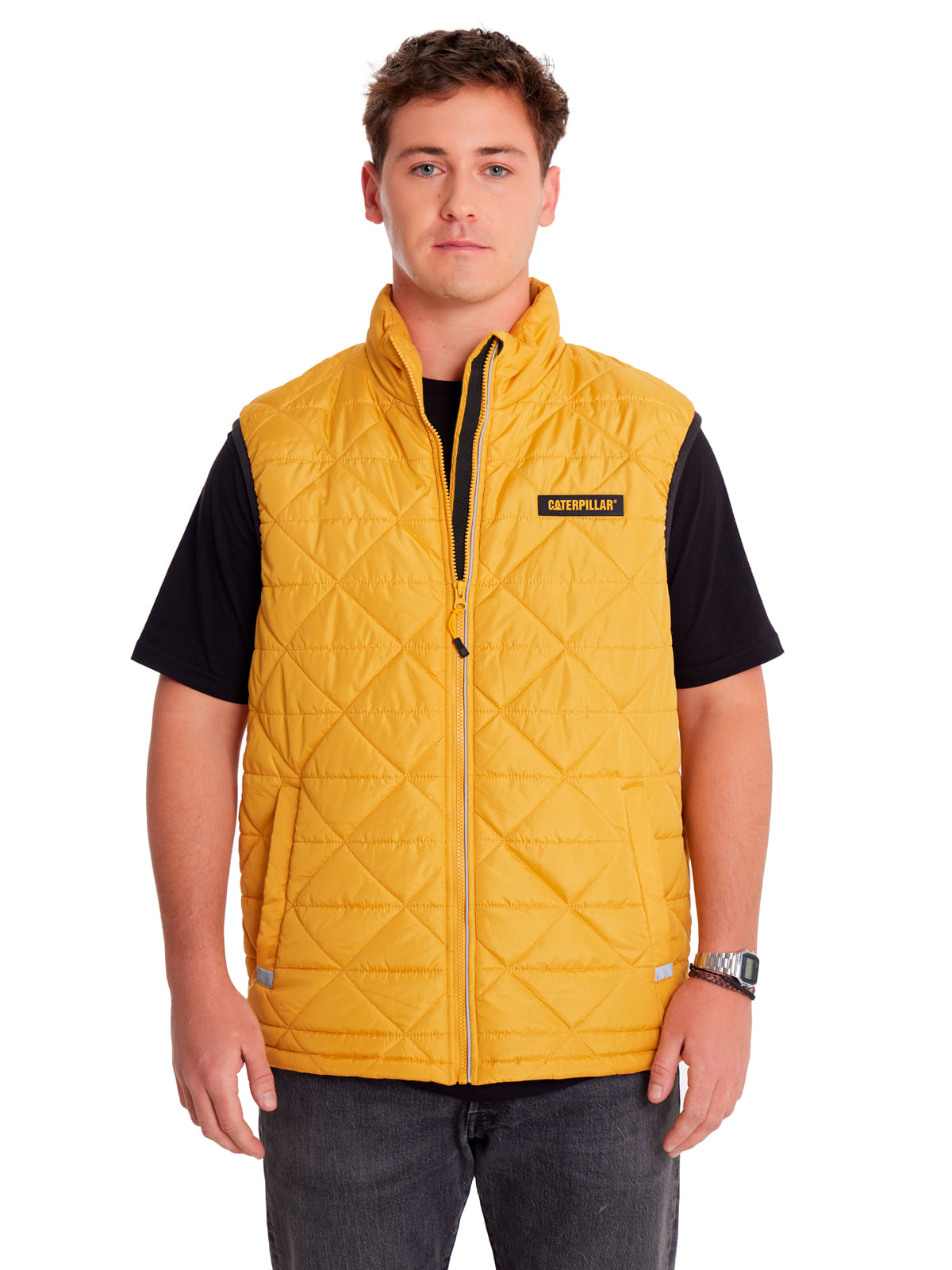 Chaqueta Sin manga Casual Hombre MEDIUMWEIGHT INSULATED TRIANGLE QUILTED VEST Amarillo CAT