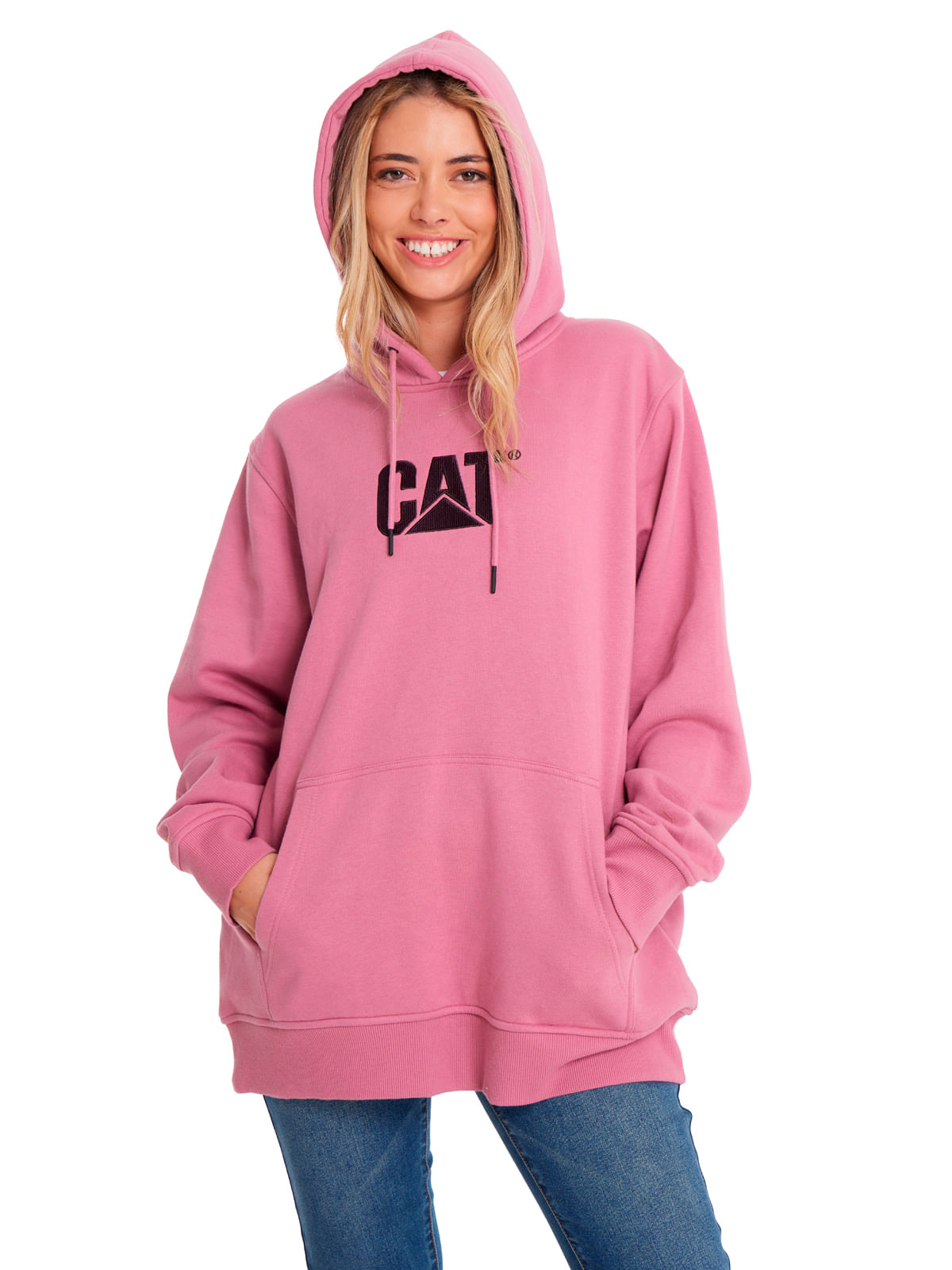 Polerón Casual Unisex FLEECE CAT LOGO PULLOVER HOODIE Rosado CAT