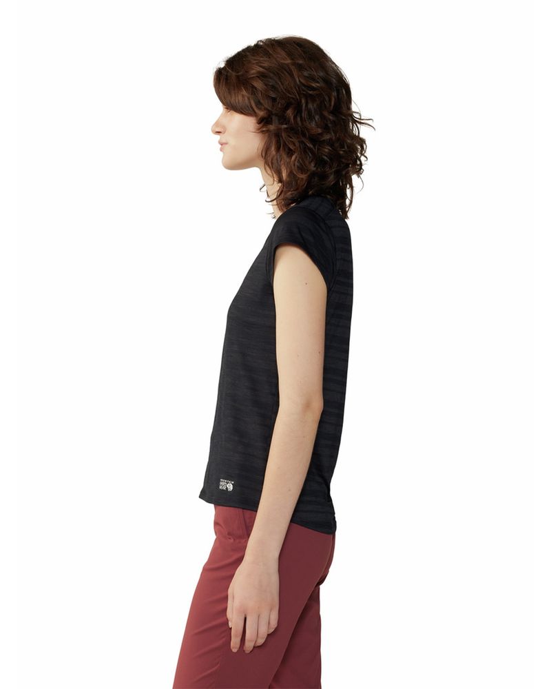 Polera-Manga-Corta-Mujer-Mighty-Stripe-Negro-Mountain-Hardwear