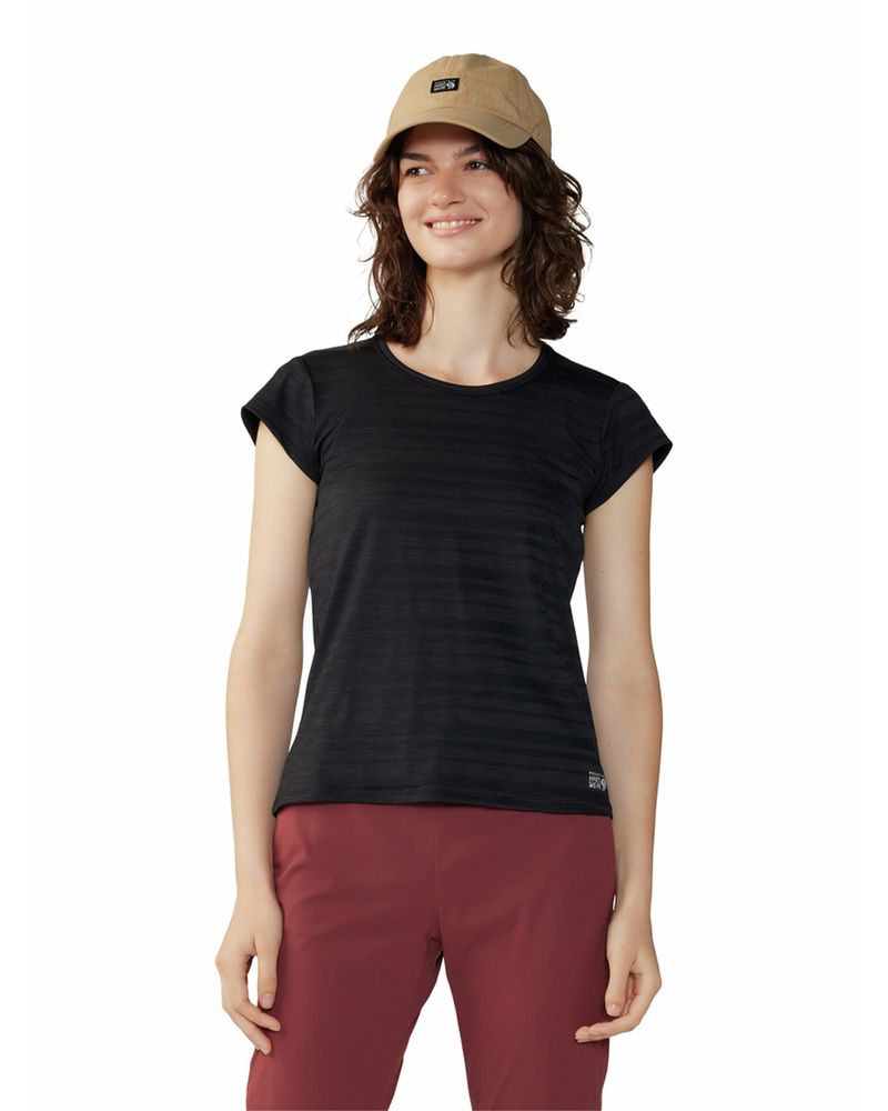 Polera-Manga-Corta-Mujer-Mighty-Stripe-Negro-Mountain-Hardwear