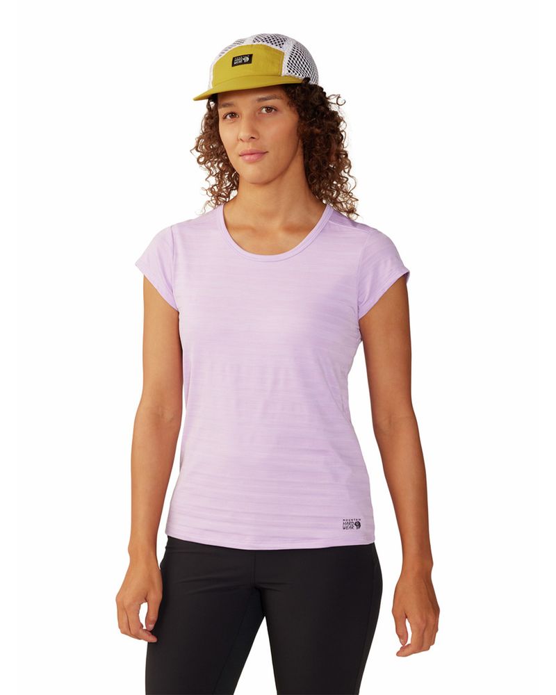 Polera-Manga-Corta-Mujer-Mighty-Stripe-Morado-Mountain-Hardwear