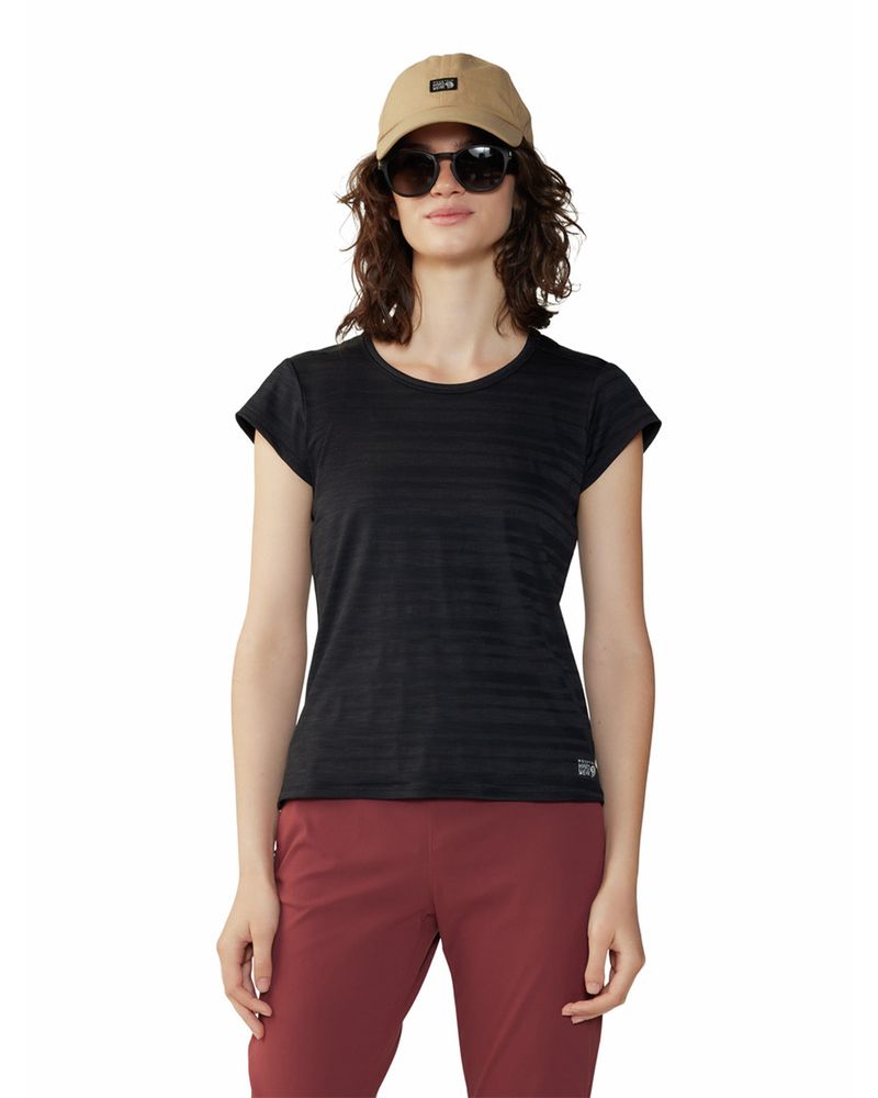 Polera-Manga-Corta-Mujer-Mighty-Stripe-Negro-Mountain-Hardwear