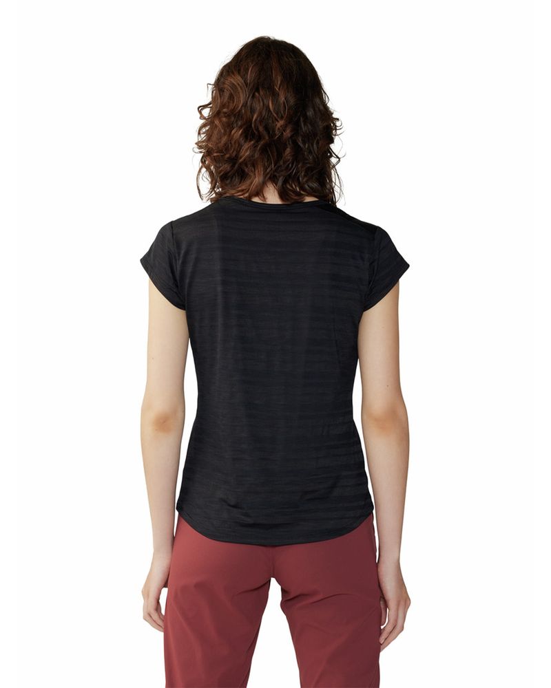 Polera-Manga-Corta-Mujer-Mighty-Stripe-Negro-Mountain-Hardwear