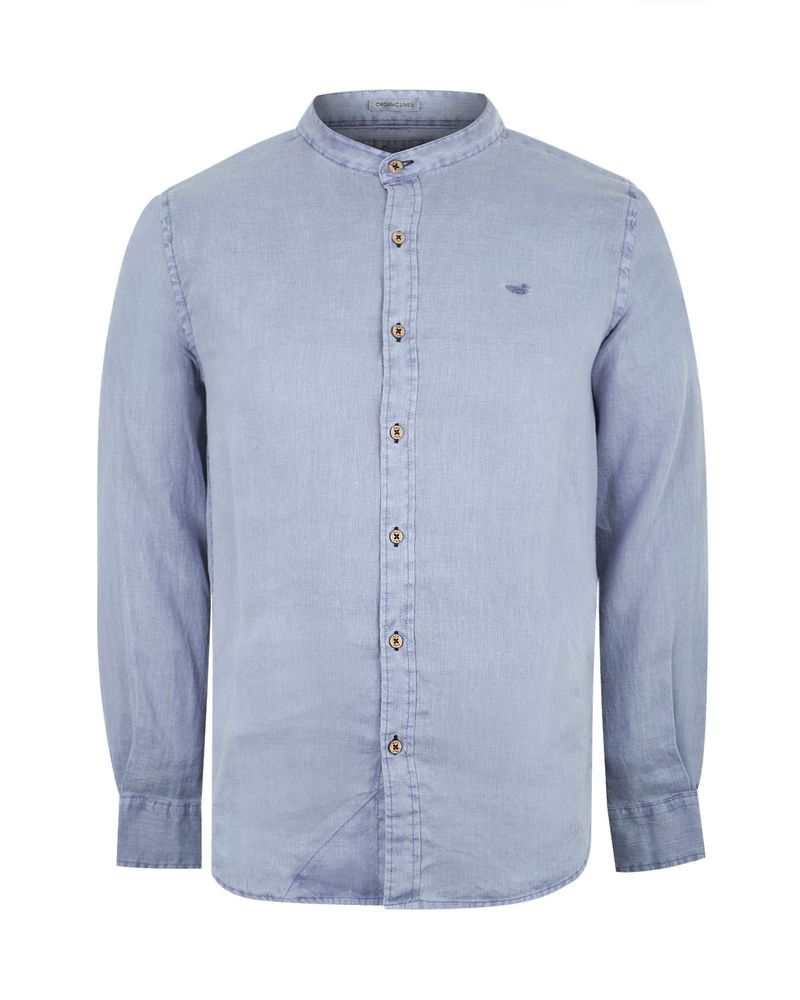 Camisa-Lino-Organico-Hombre-Linenmao-Azul-Rockford
