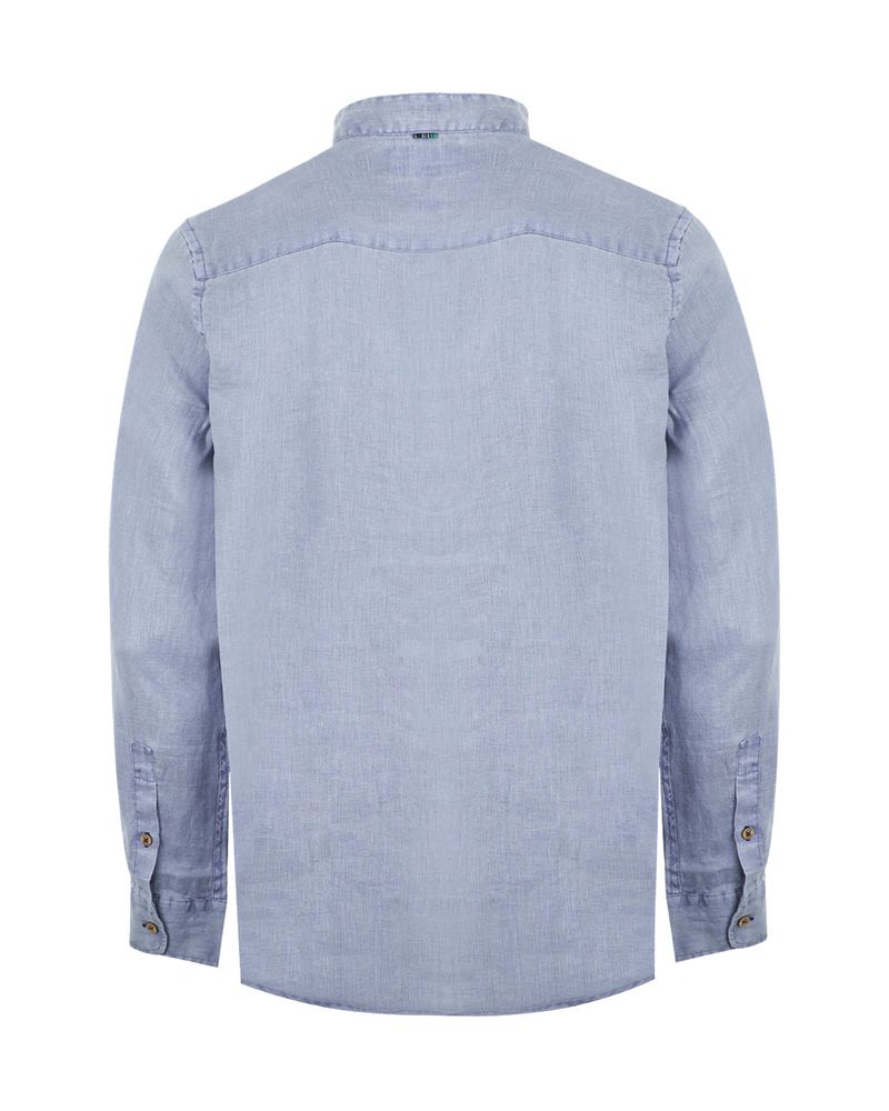 Camisa-Lino-Organico-Hombre-Linenmao-Azul-Rockford