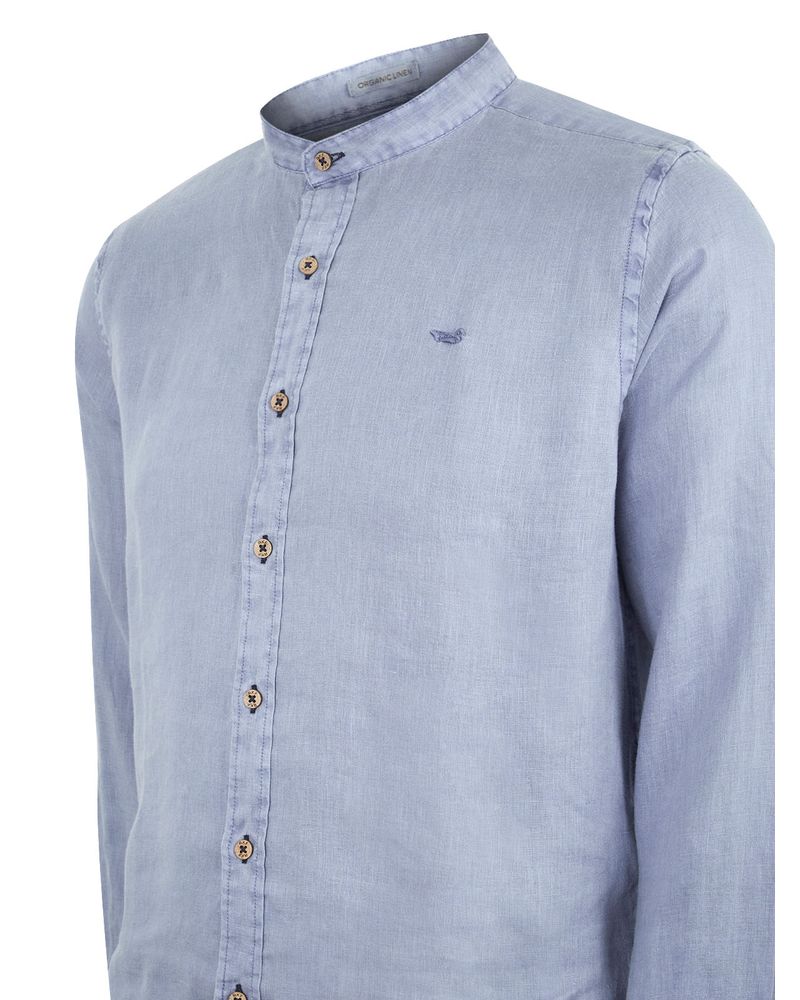 Camisa-Lino-Organico-Hombre-Linenmao-Azul-Rockford