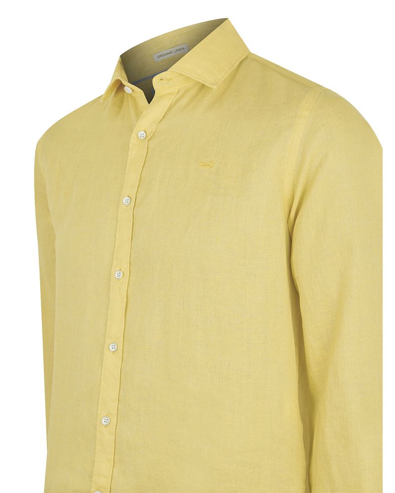 Camisa-Lino-Organico-Hombre-Linensol-Amarillo-Rockford