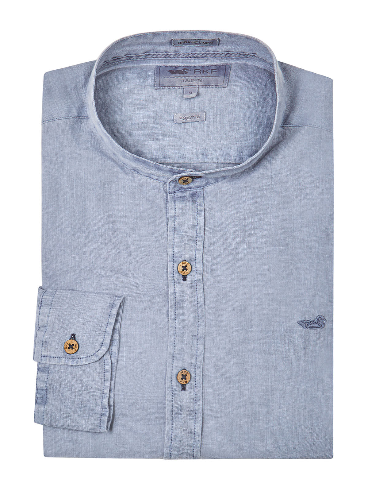 Camisa Lino Orgánico Hombre Linenmao Azul Rockford