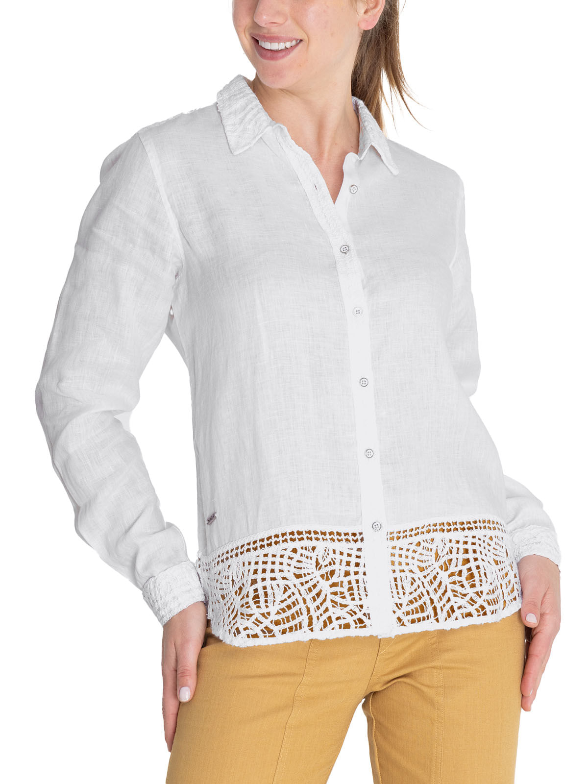 Blusa Lino Orgánico Mujer Pepa Blanco Rockford