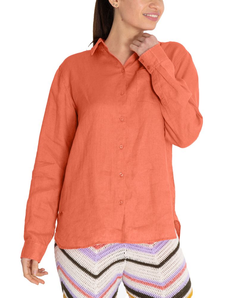 Blusa-Lino-Organico-Mujer-Lirio-Naranjo-Rockford