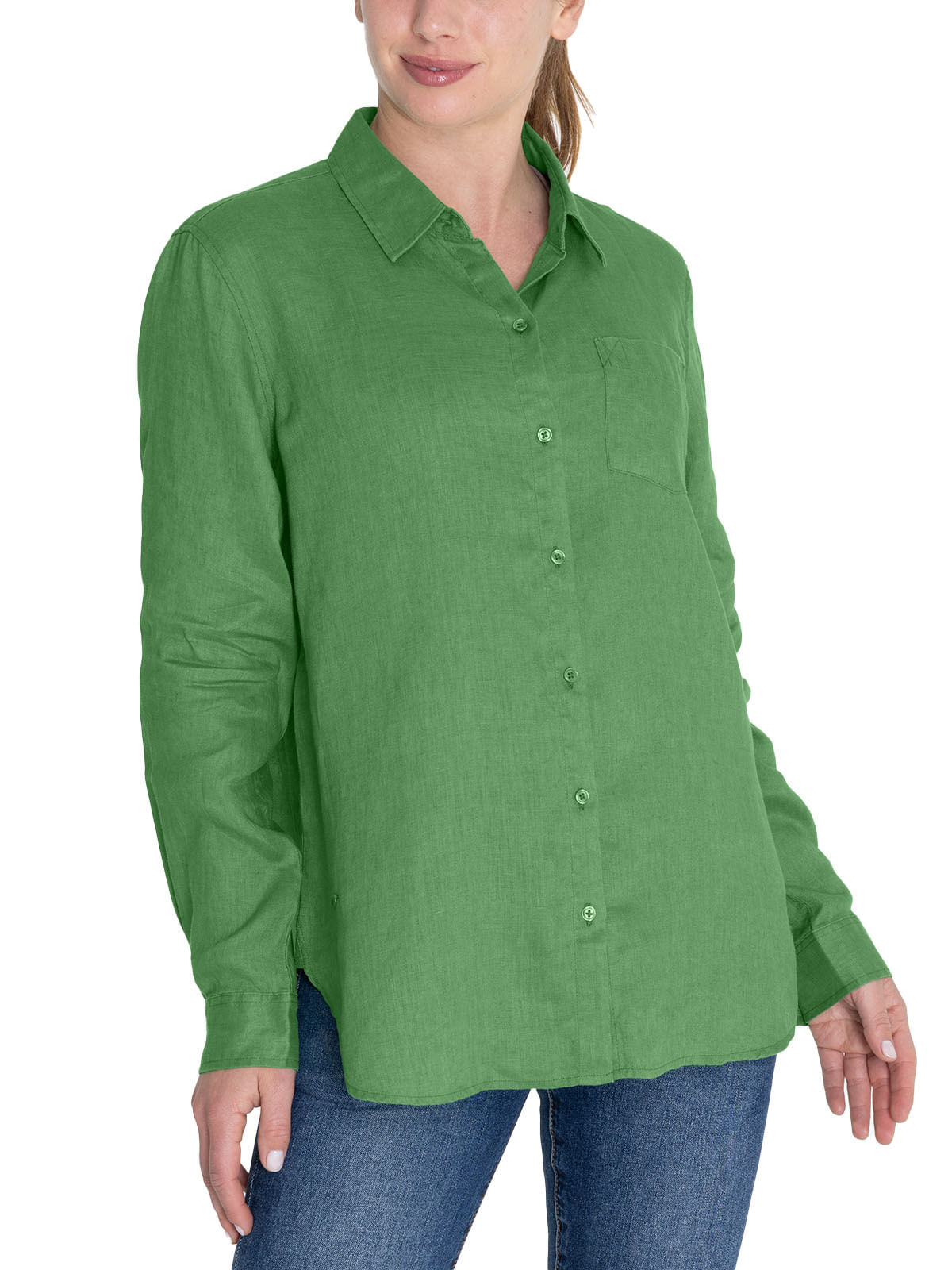 Blusa Lino Orgánico Mujer Lirio Verde Rockford