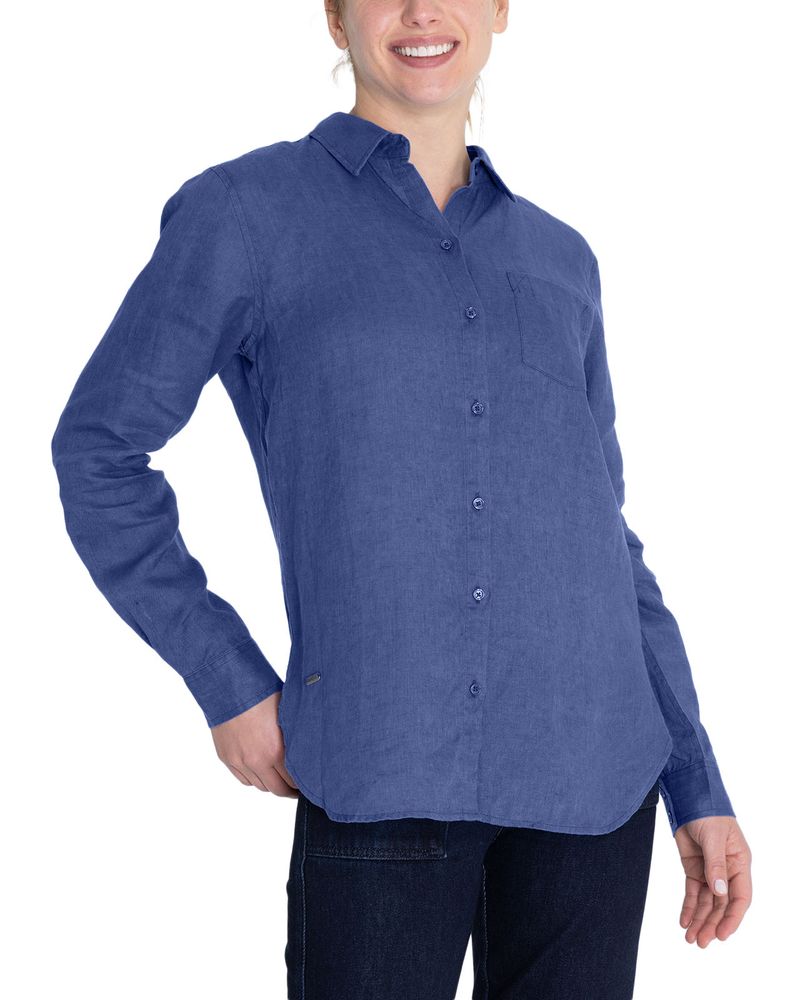 Blusa-Lino-Organico-Mujer-Lirio-Azul-Rockford