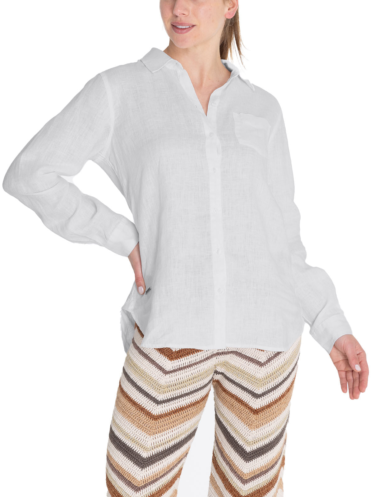 Blusa Lino Orgánico Mujer Lirio Blanco Rockford