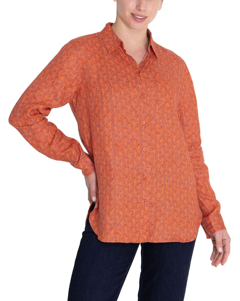 Blusa-Lino-Organico-Mujer-Lirioprint-Burdeo-Rockford