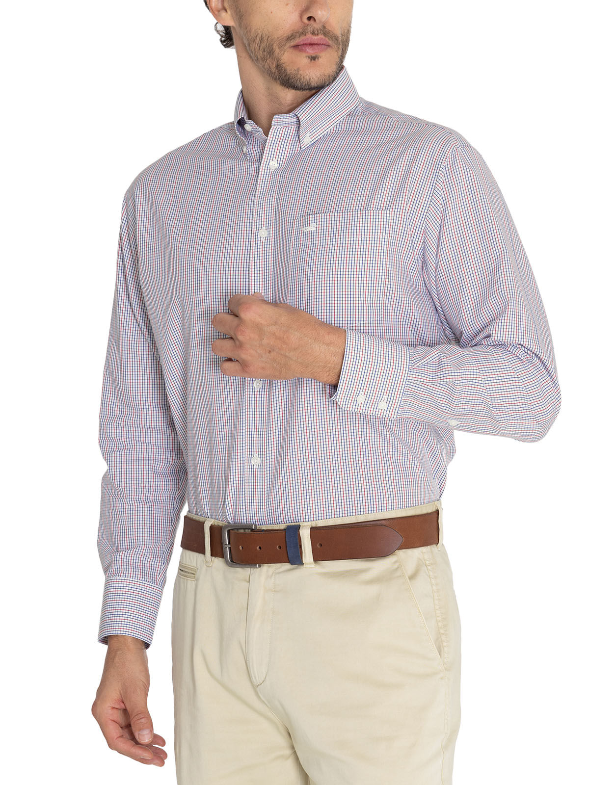 Camisa Libre De Arrugas Hombre WF Cuello Button-Down Azul Rockford