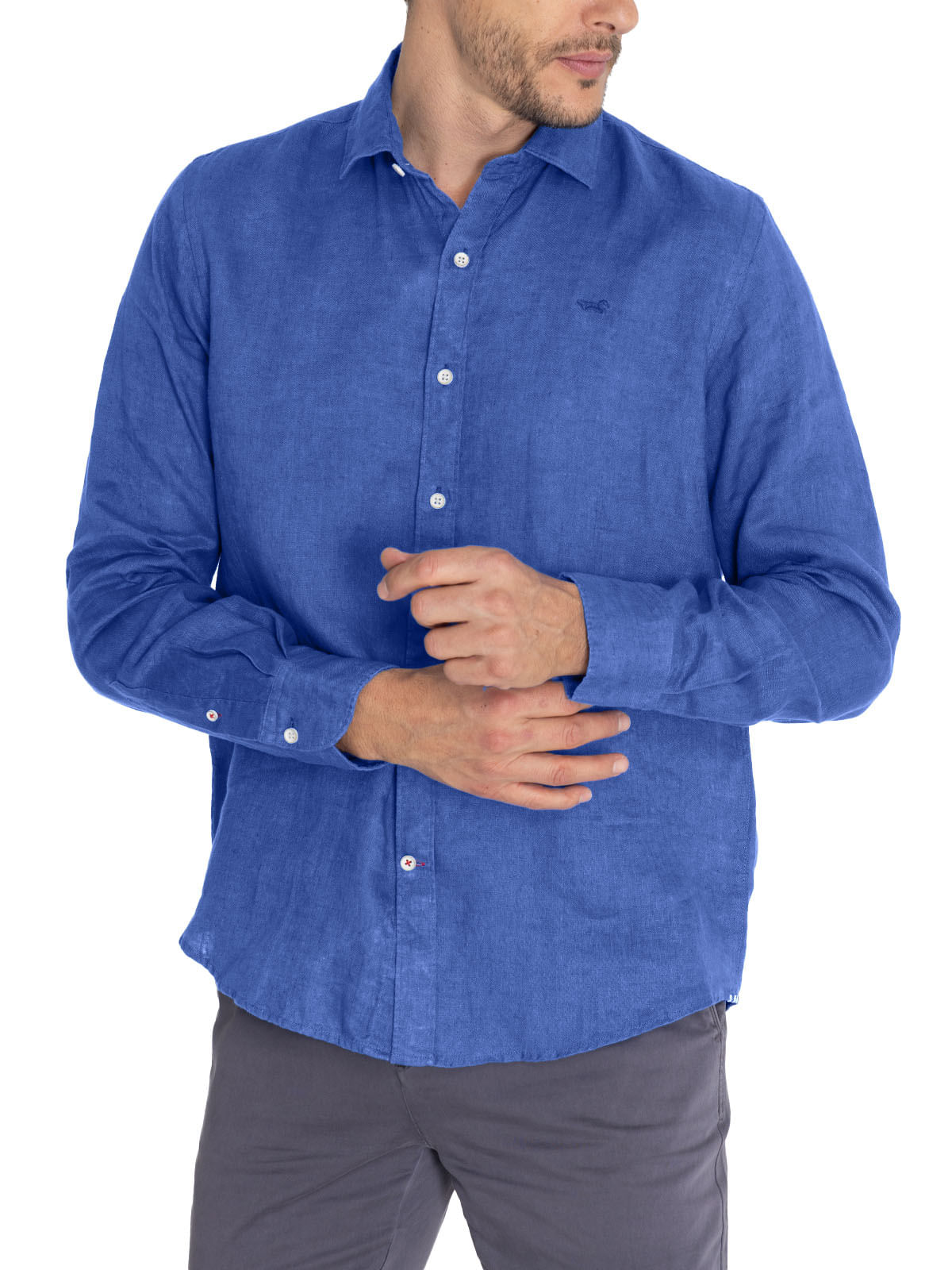 Camisa Lino Orgánico Hombre Linensol Azulino Rockford