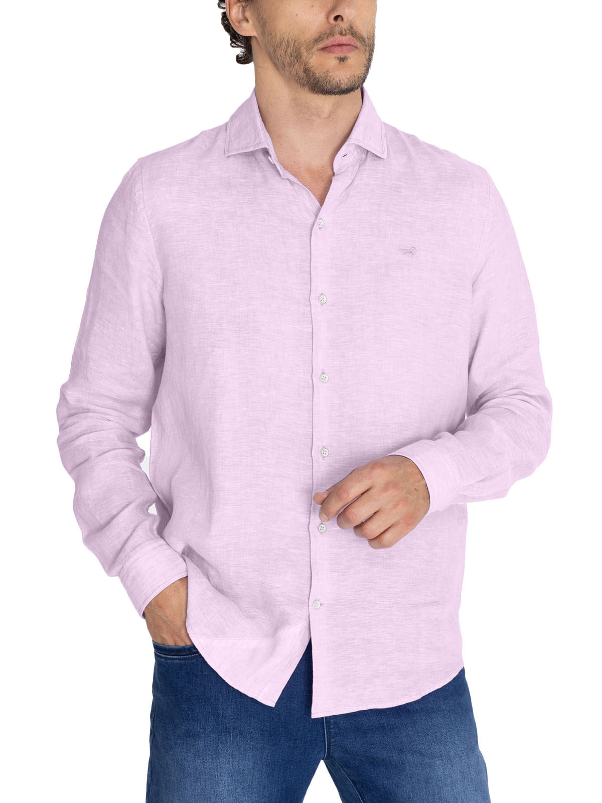 Camisa Lino Orgánico Hombre Linen Lila Rockford