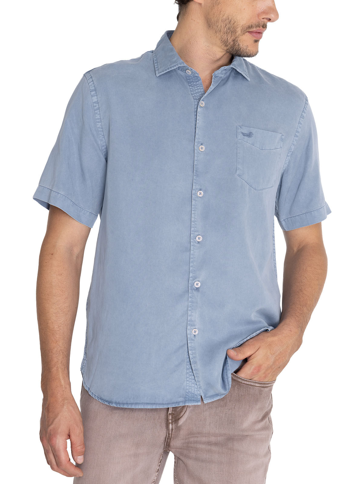 Camisa Tencel Hombre Aveiro Azul Rockford