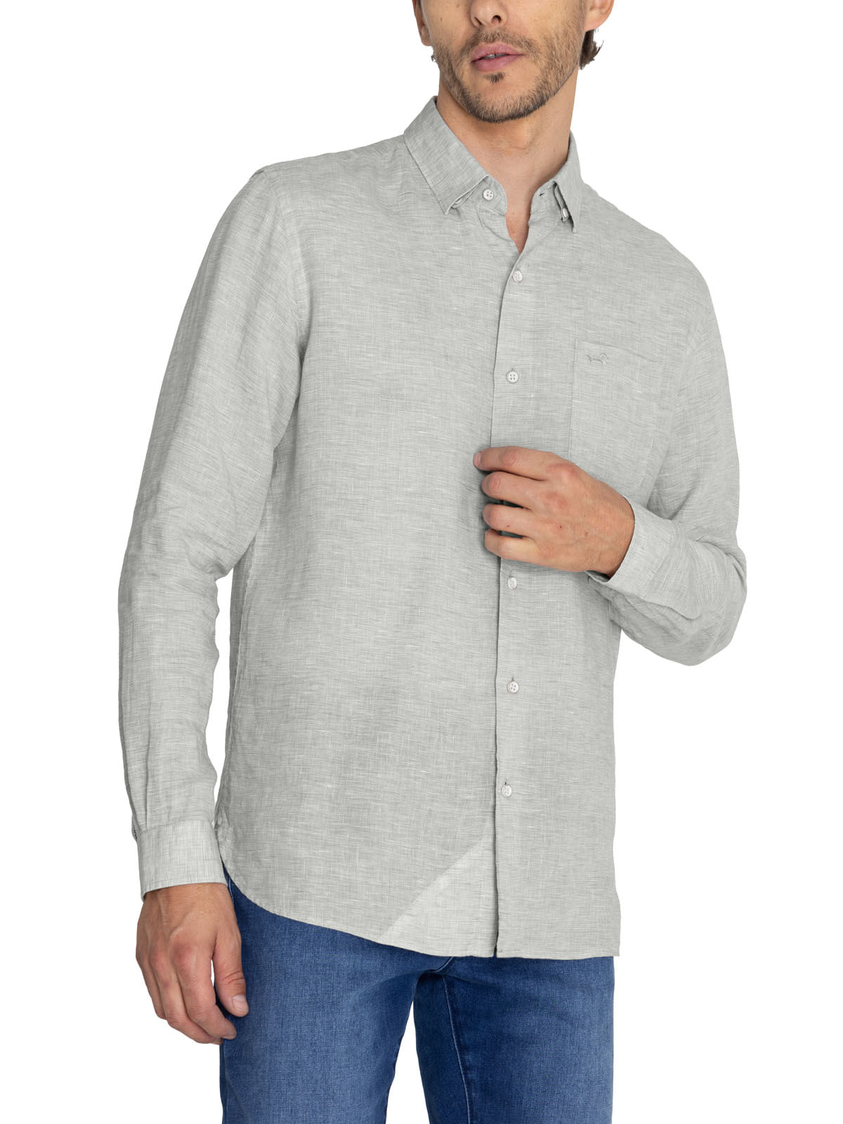 Camisa Lino Orgánico Hombre Linentex Verde Rockford