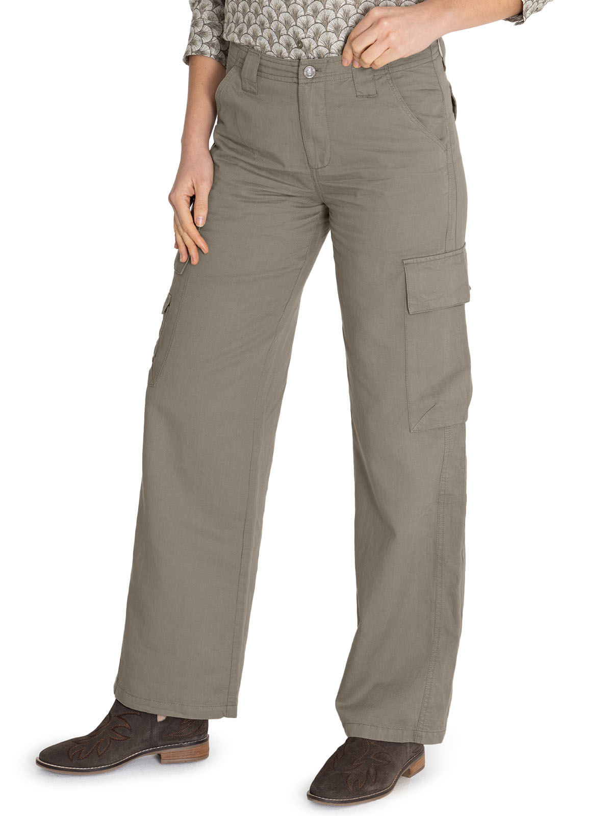 Pantalón Lino Orgánico Mujer Nimia Verde Rockford