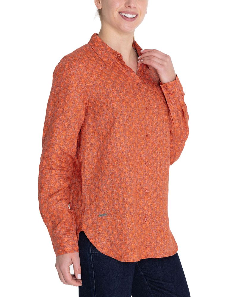 Blusa-Lino-Organico-Mujer-Lirioprint-Burdeo-Rockford