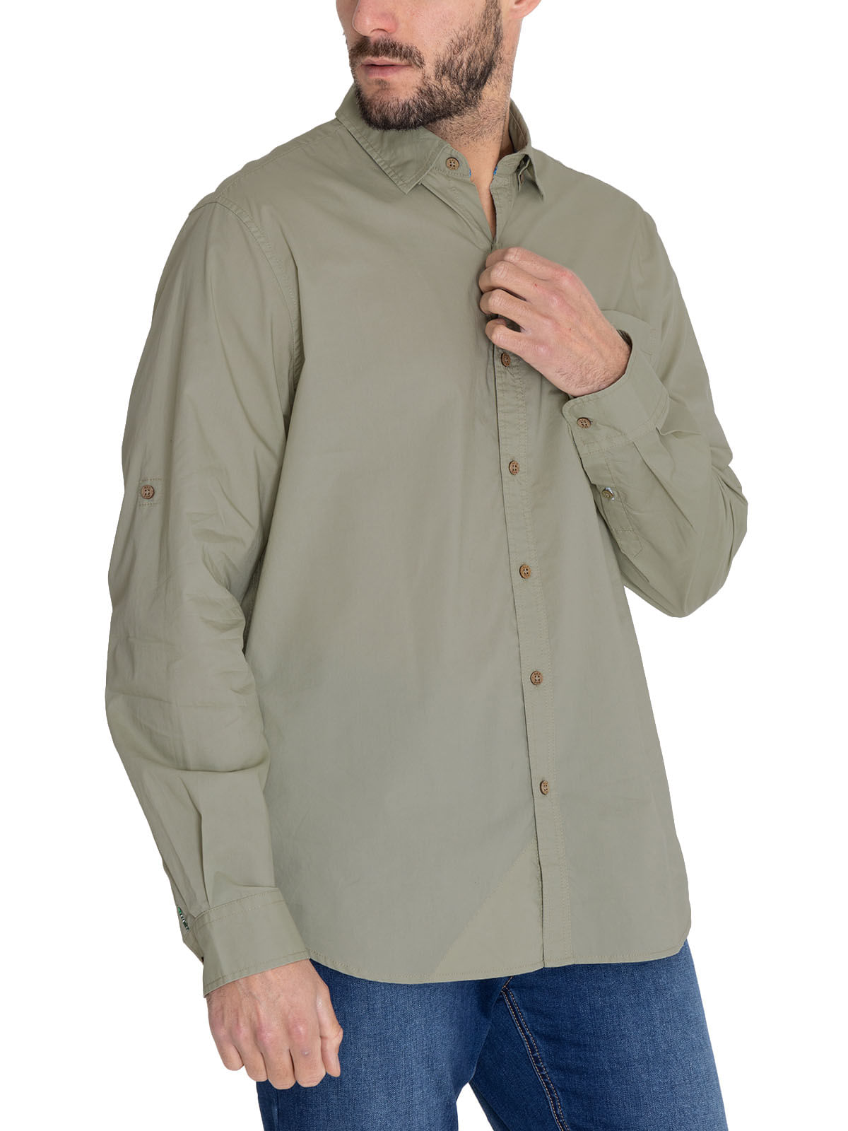 Camisa Algodón Orgánico Hombre Galiton Verde Rockford