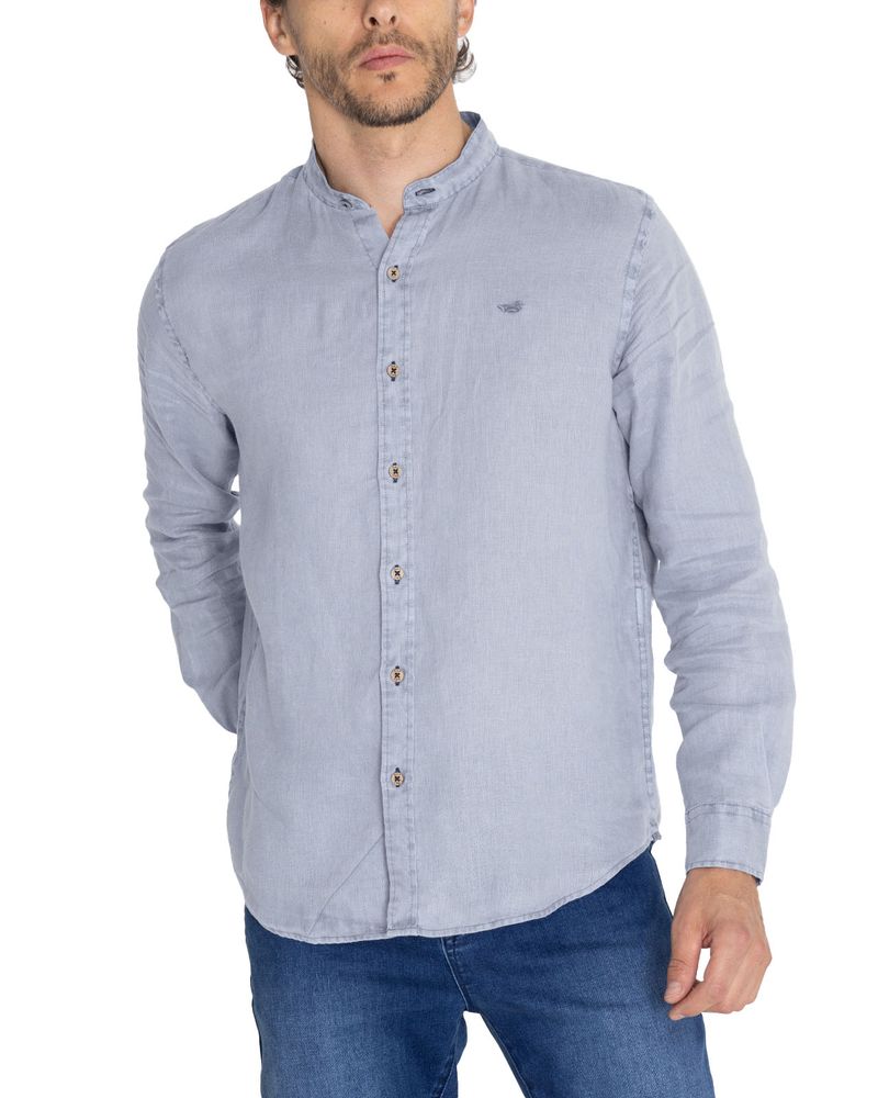 Camisa-Lino-Organico-Hombre-Linenmao-Azul-Rockford