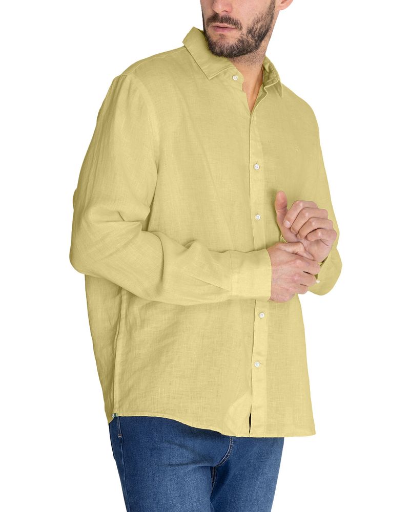 Camisa-Lino-Organico-Hombre-Linensol-Amarillo-Rockford