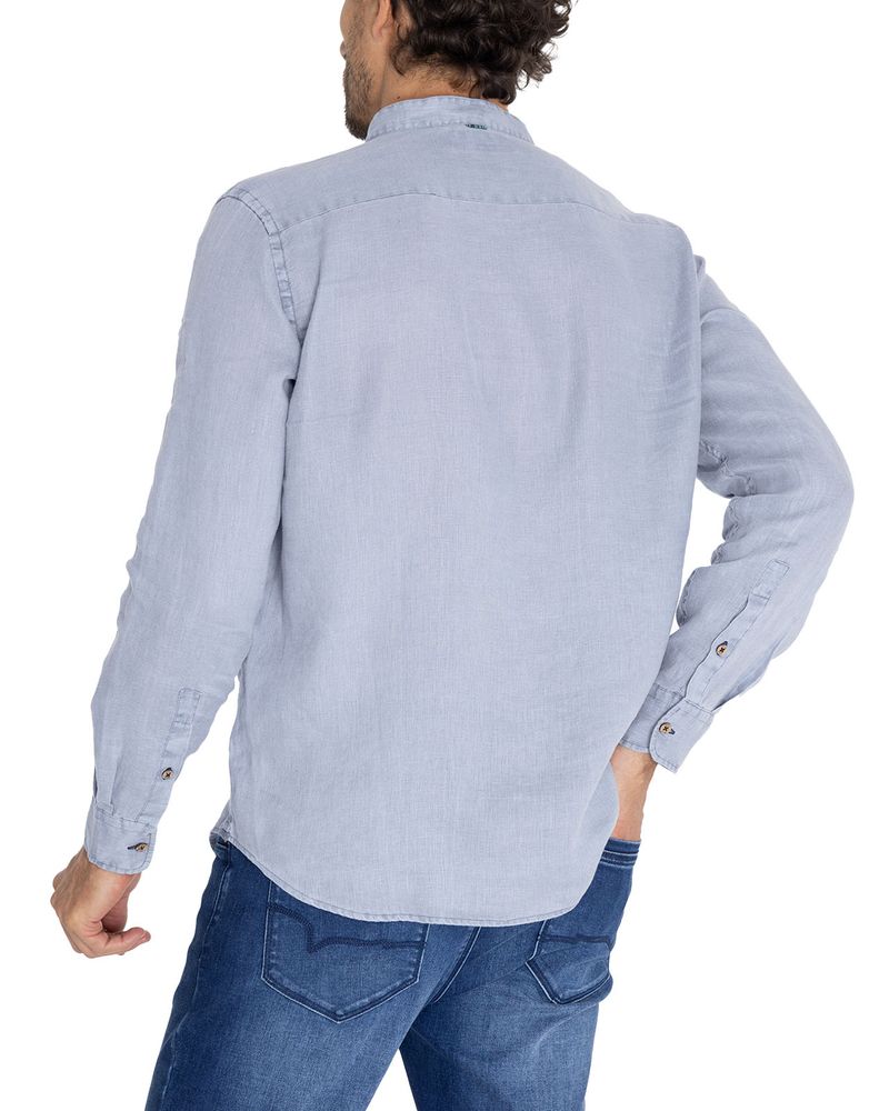 Camisa-Lino-Organico-Hombre-Linenmao-Azul-Rockford