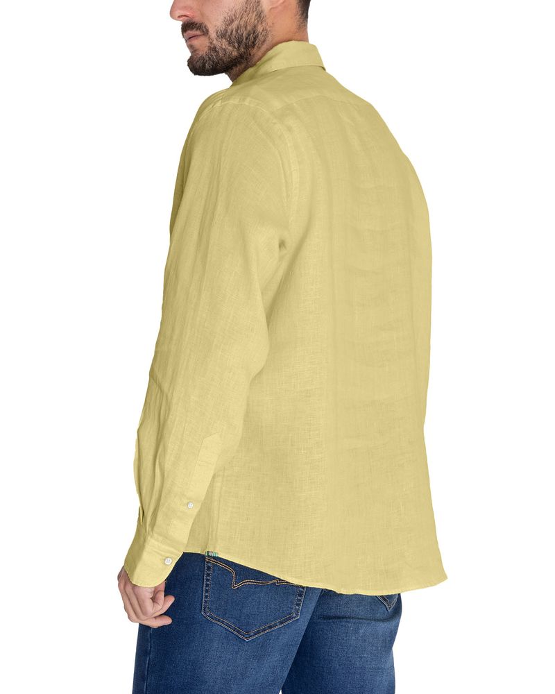 Camisa-Lino-Organico-Hombre-Linensol-Amarillo-Rockford