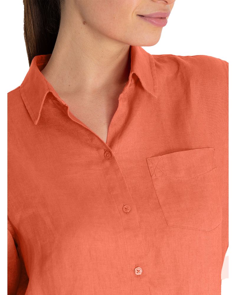 Blusa-Lino-Organico-Mujer-Lirio-Naranjo-Rockford