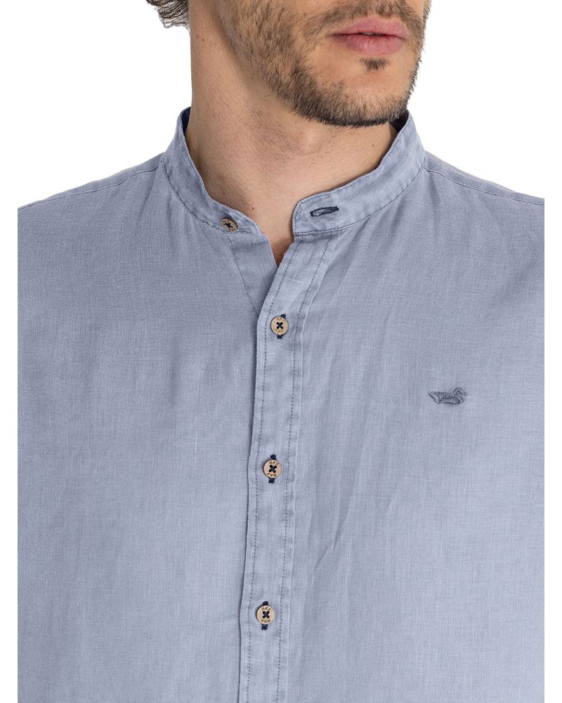 Camisa-Lino-Organico-Hombre-Linenmao-Azul-Rockford