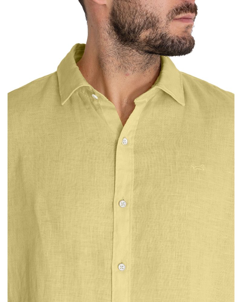 Camisa-Lino-Organico-Hombre-Linensol-Amarillo-Rockford